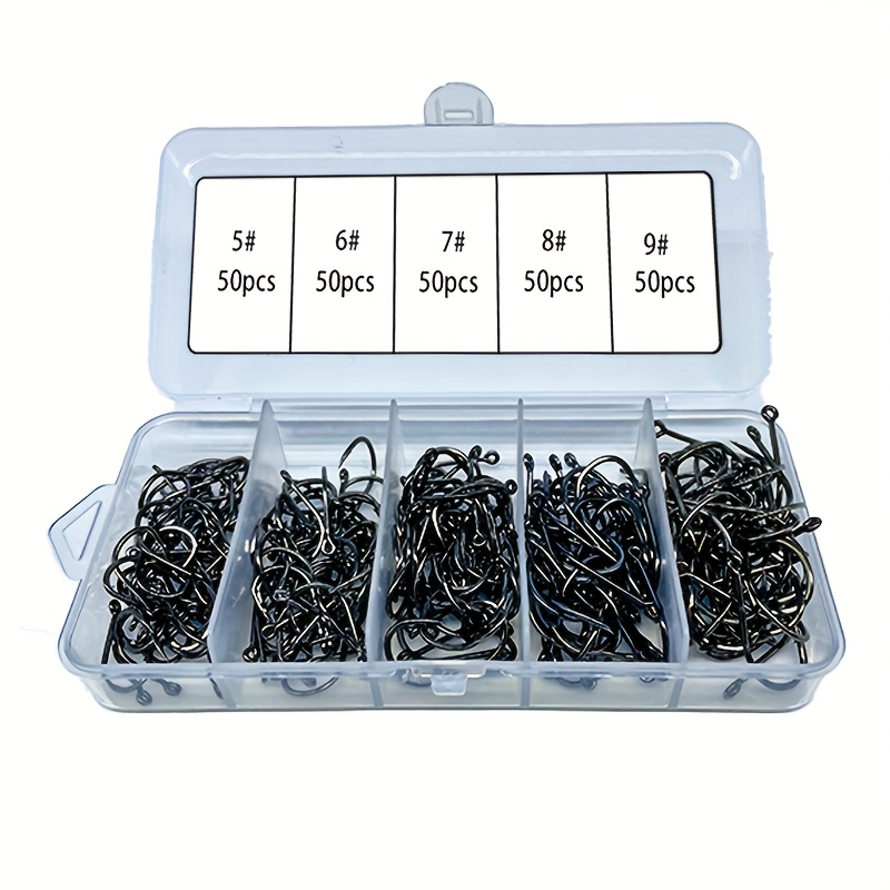 5# 9# 10# 14# Mixed Sizes Fishing Hook Set Storage Box High - Temu