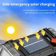 1pc solar portable light multi function outdoor led flashlight with cob side light and emergency flashing perfect for camping hiking and emergencies details 6