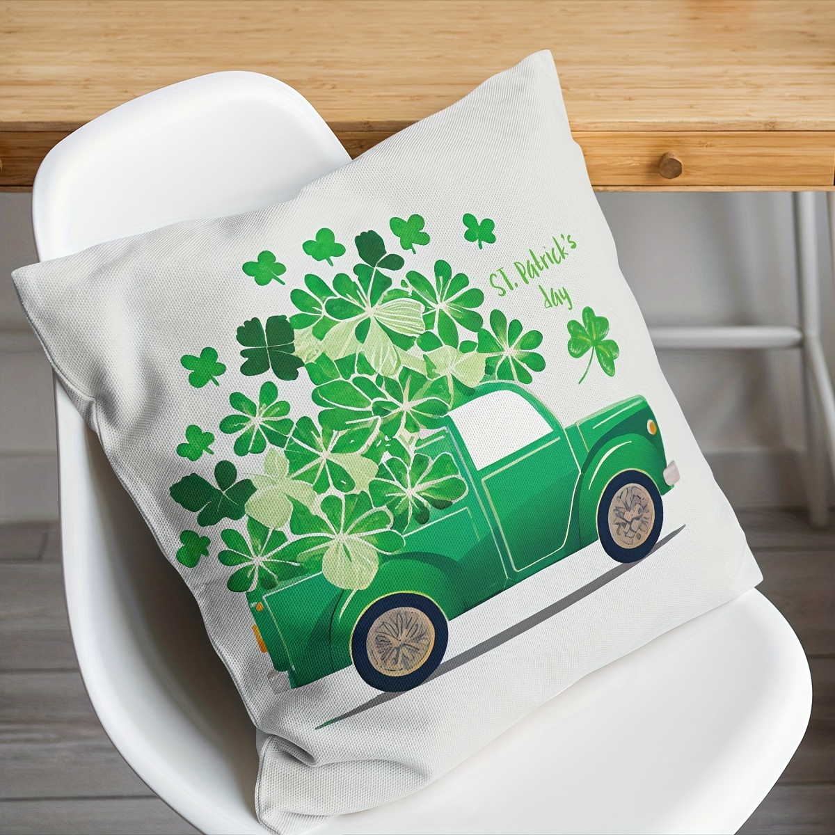 Green Throw Pillow Covers Farmhouse Polylester Linen Buffalo Plaid Truck  Lucky Blessings Decorative Pillowcase St. Patrick's Day For Sofa No Pillow  Inserts - Temu