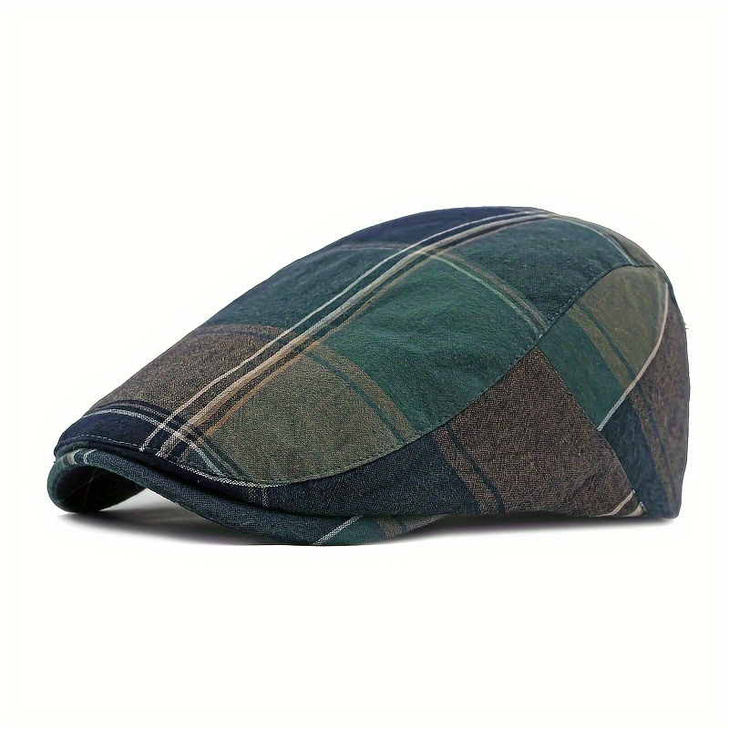 Men's Classic Plaid Beret , British Beret Newsboy Casual Plaid