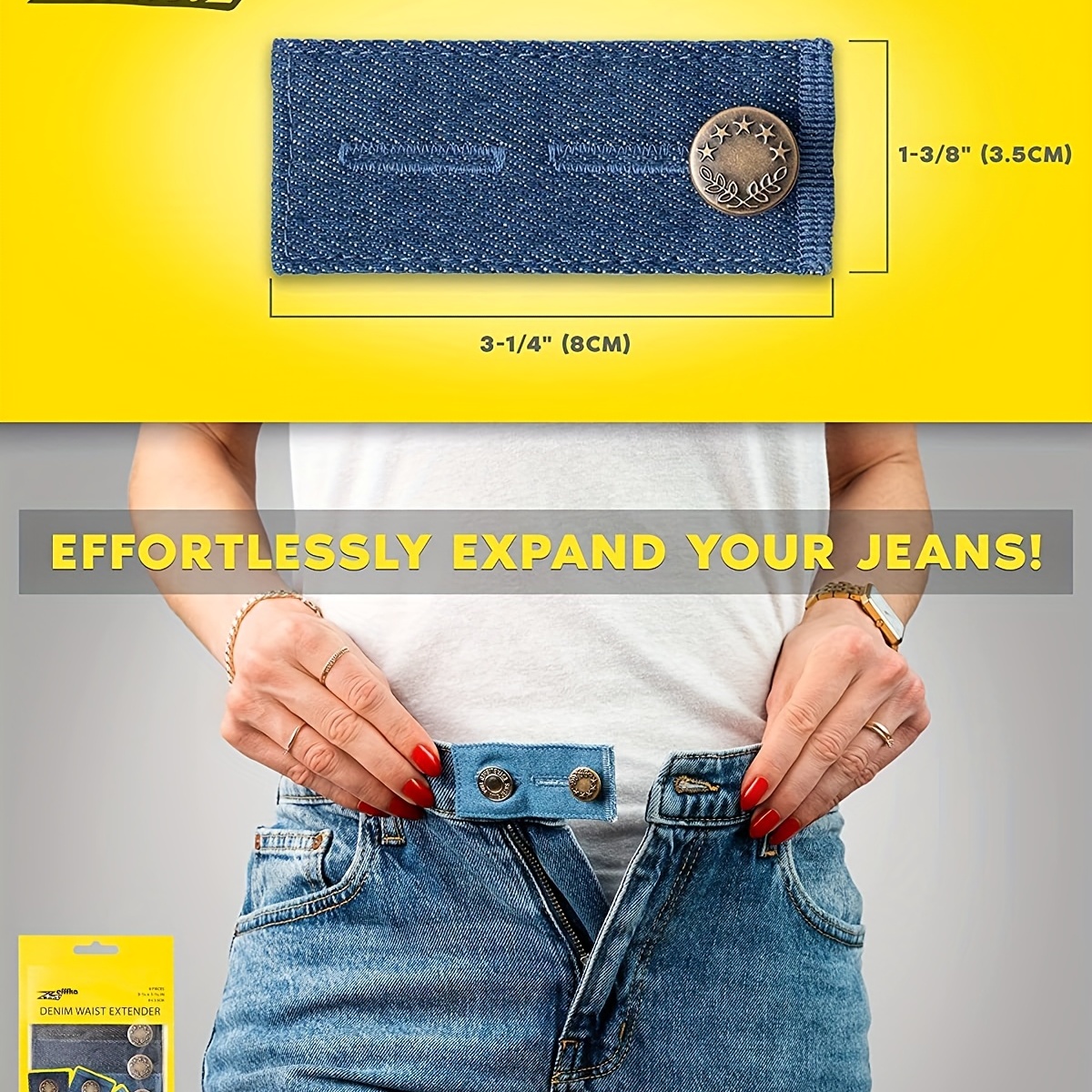 Detachable Jeans Waist Extender - Adjustable Buckle for Stretch and Comfort