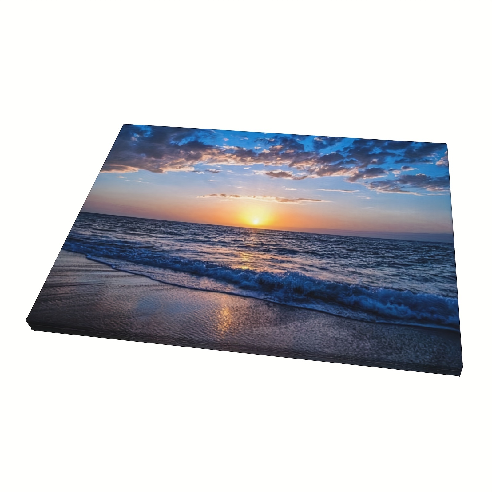 Framed Sea Sunset Beach Painting On Canvas Wall Art