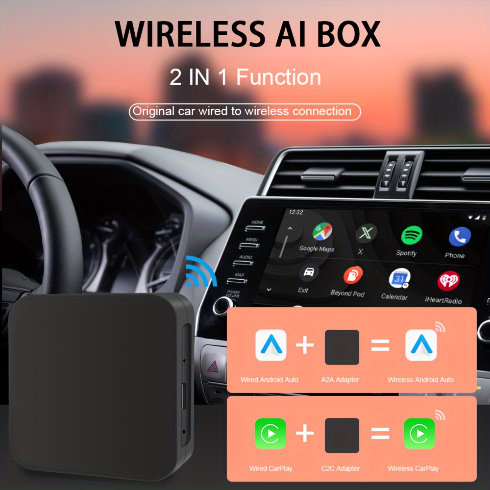2024 New 2 In 1 Android Auto +carplay, Wireless To Wired Android