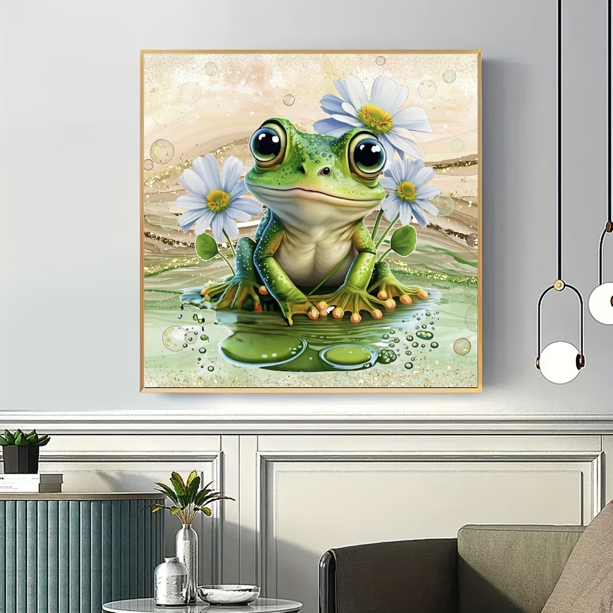 Frameless Diy 5d Artificial Diamond Painting Kit Cute Frog - Temu