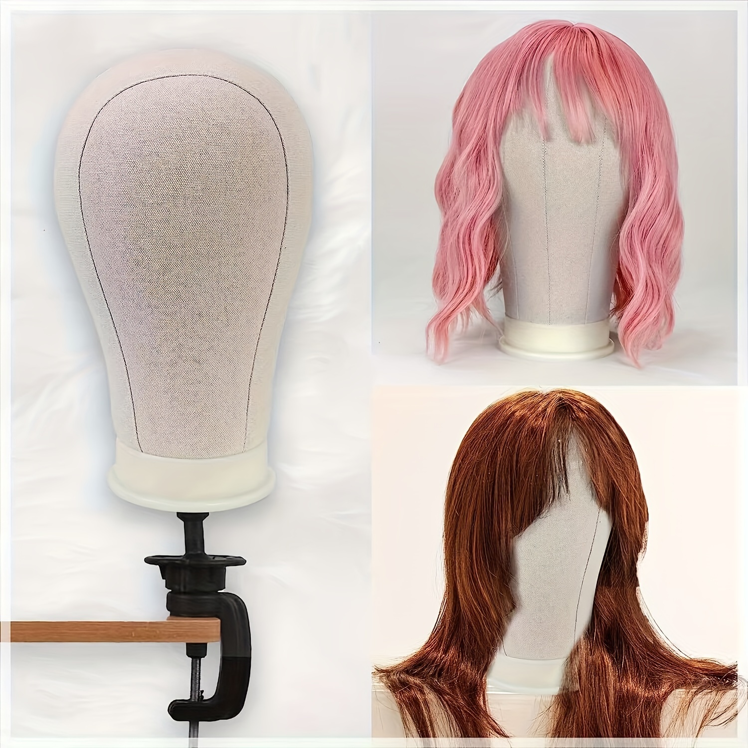 Canvas Wig Display Head With Bracket Canvas Block Head Wigs - Temu