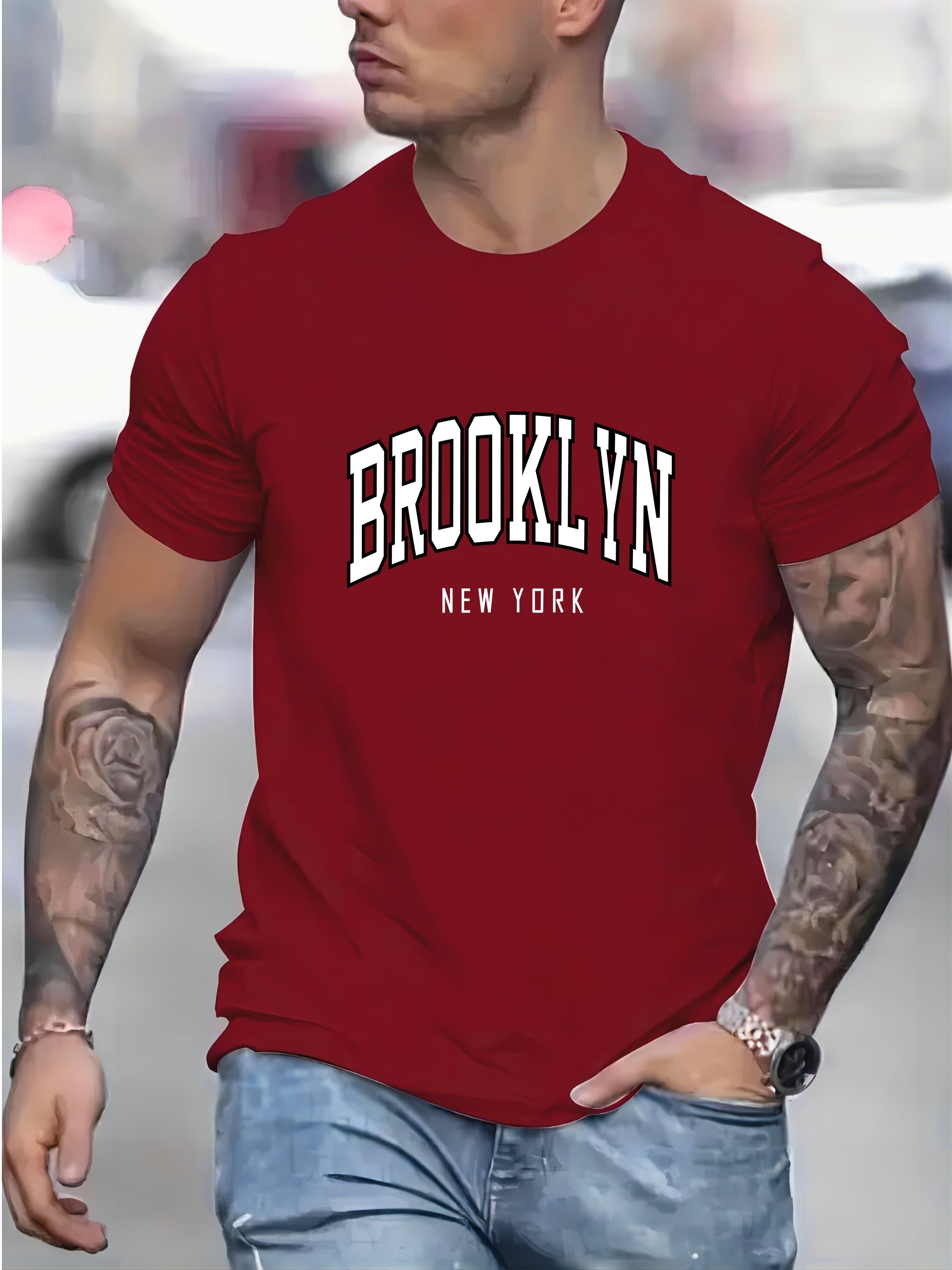 Brooklyn New York Print Camiseta Manga Larga Cuello Redondo - Temu Spain