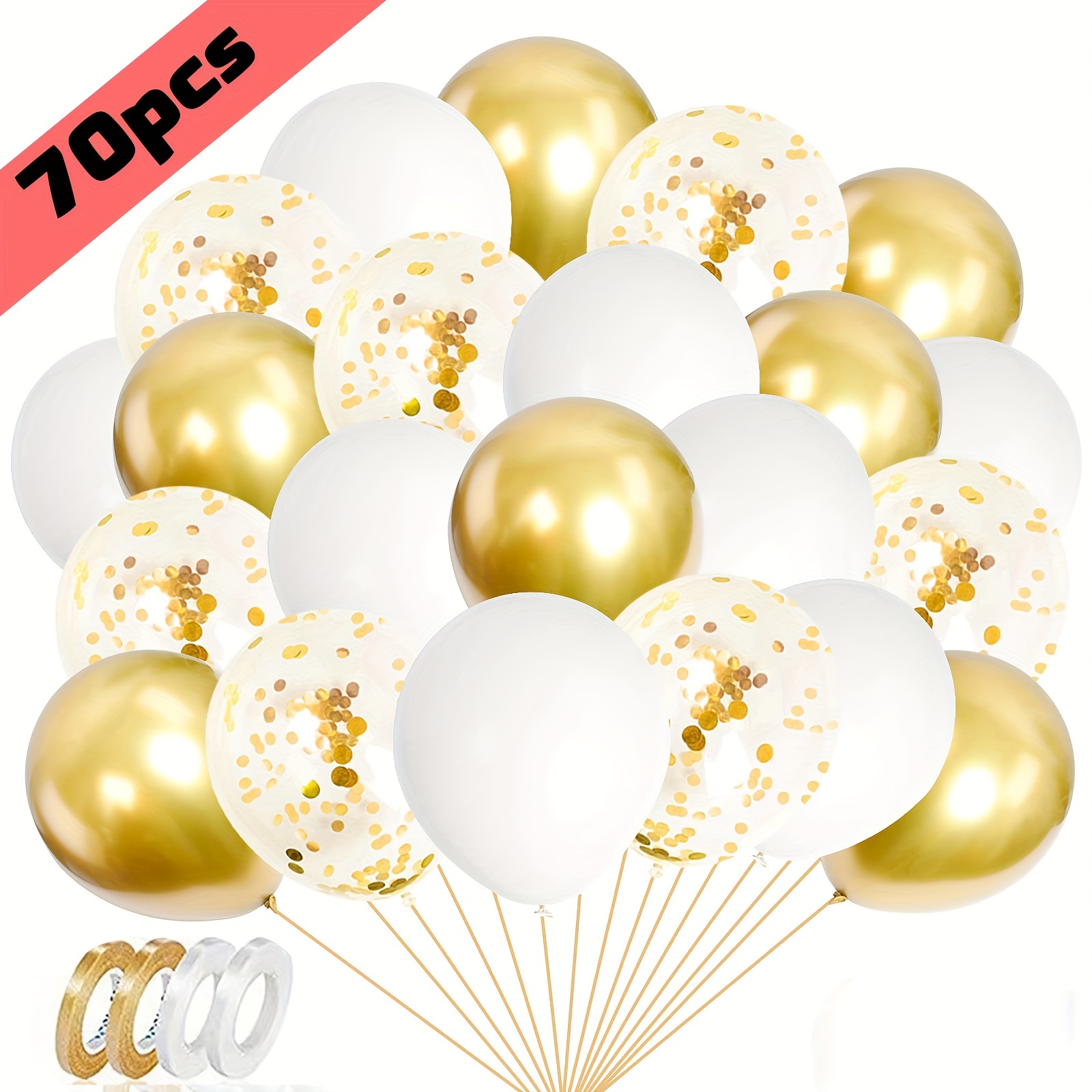 Black Balloons White Balloons Golden Confetti Balloons - Temu