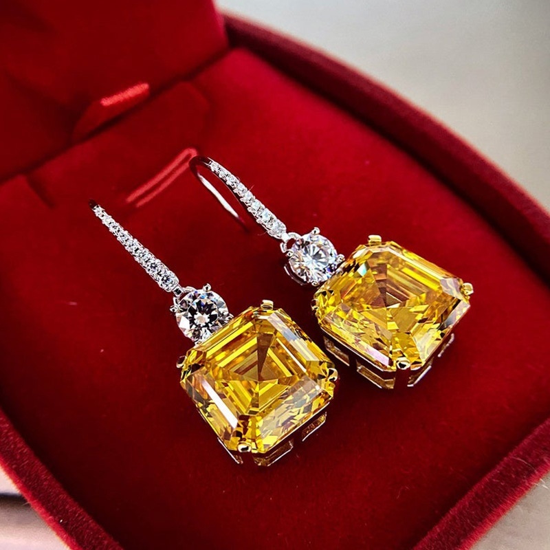 Citrine Dangle Earrings, 925 Silver Plated for Weddings