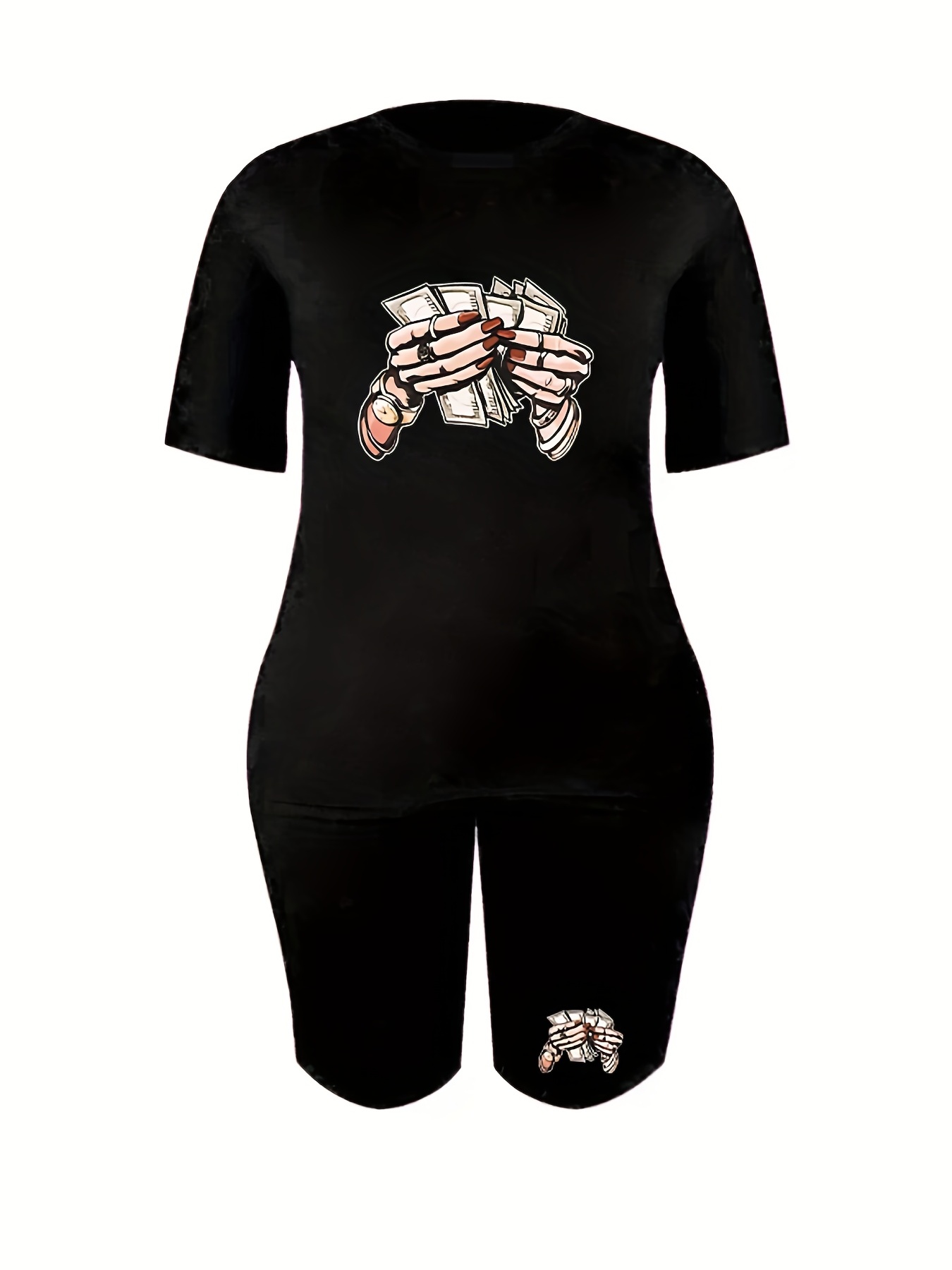 Women's Plus Graphic Print Tee & Shorts Set