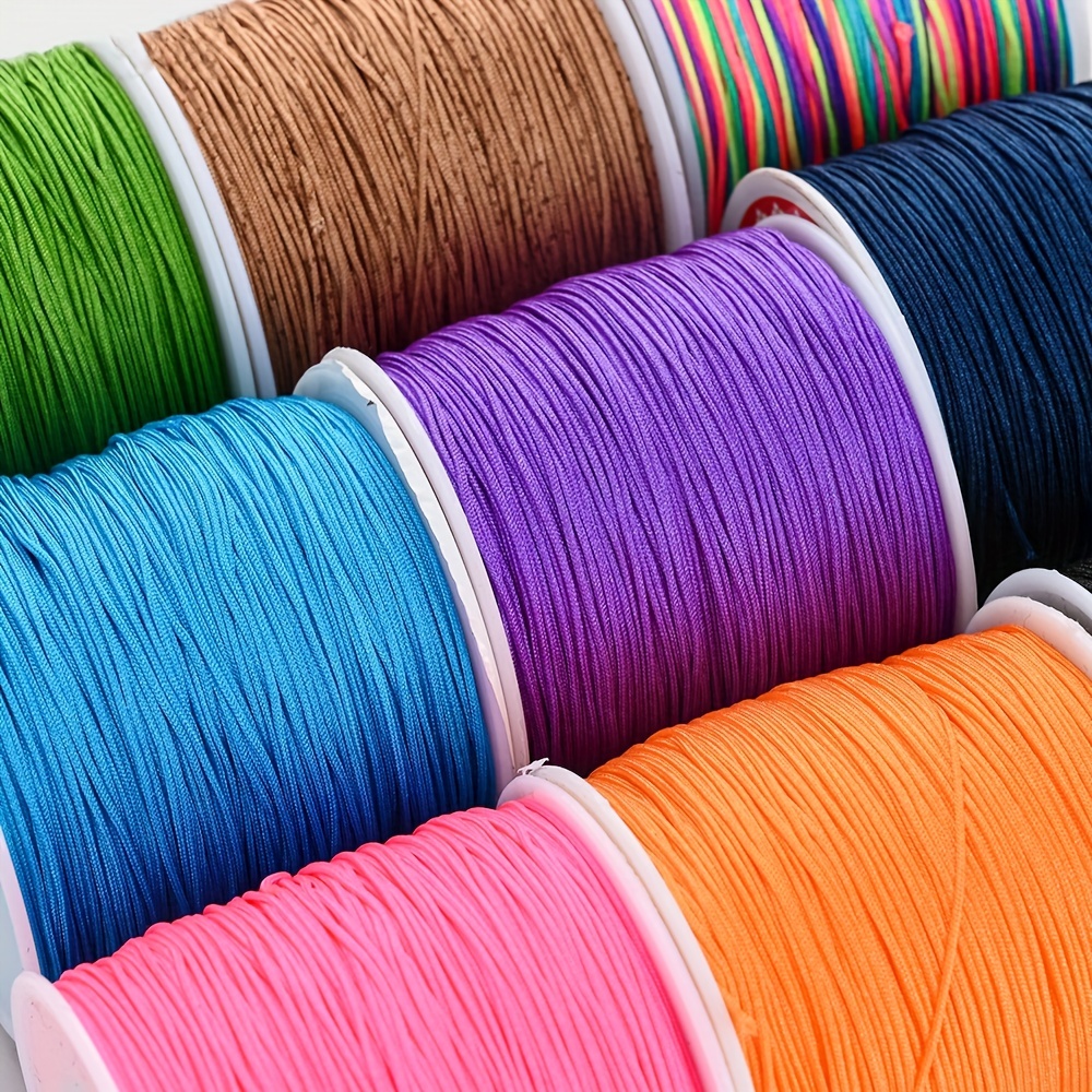 Cheap 1 Roll 0.8mm Easy for Weaving Waxed Cord Vibrant Color Acrylic Fiber Necklace  Bracelet Beading String Jewelry Making Tools