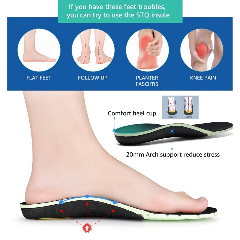Orthotic Shoe Insoles Arch Support Inserts Plantar Fasciitis Flat Feet Back  Heel
