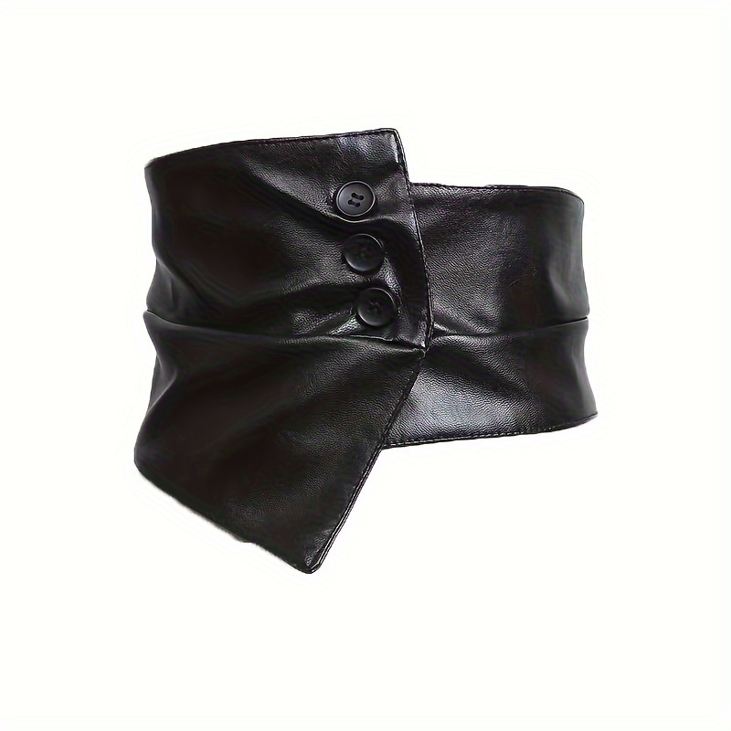 Fashion Women's Button Decorate Elastic Pu Belt Versatile Adjustable Waistband