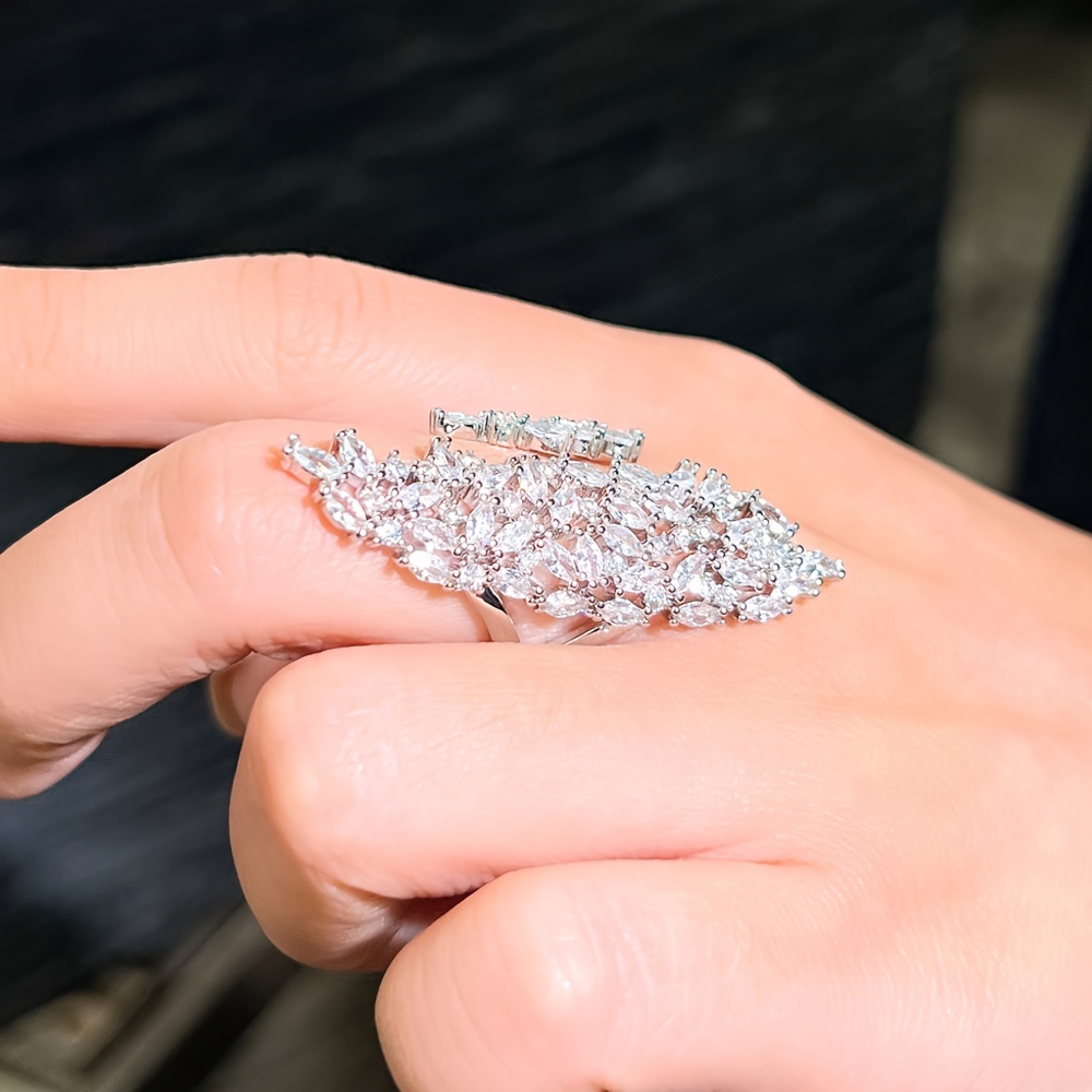 Women's Adjustable Sparkly Chunky Zirconia Pave Setting Ring