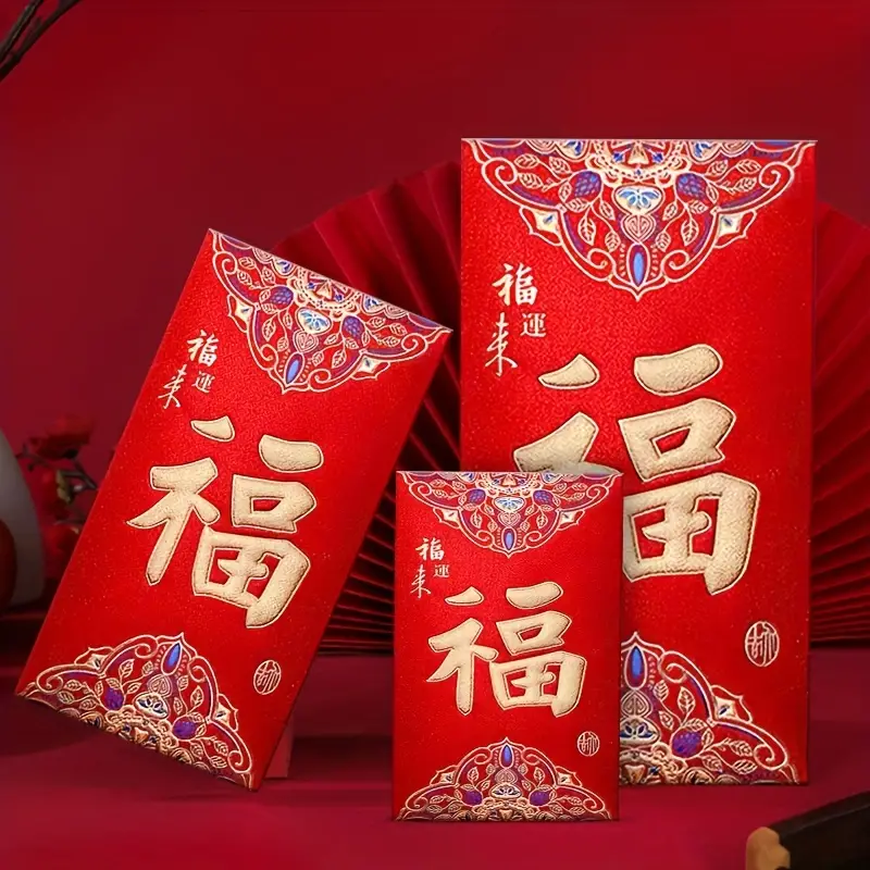 6 pièces/sac enveloppes rouges chinoises givrées de haute - Temu
