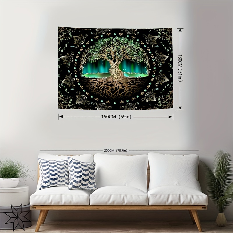 Tree Life Tapestry Green Leaf Mandala Spiritual Wall Hanging - Temu