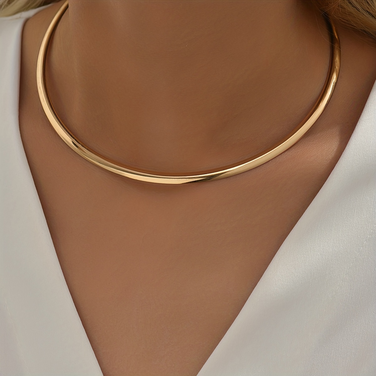 Golden Collar Neck Ring, 18K Plated Choker