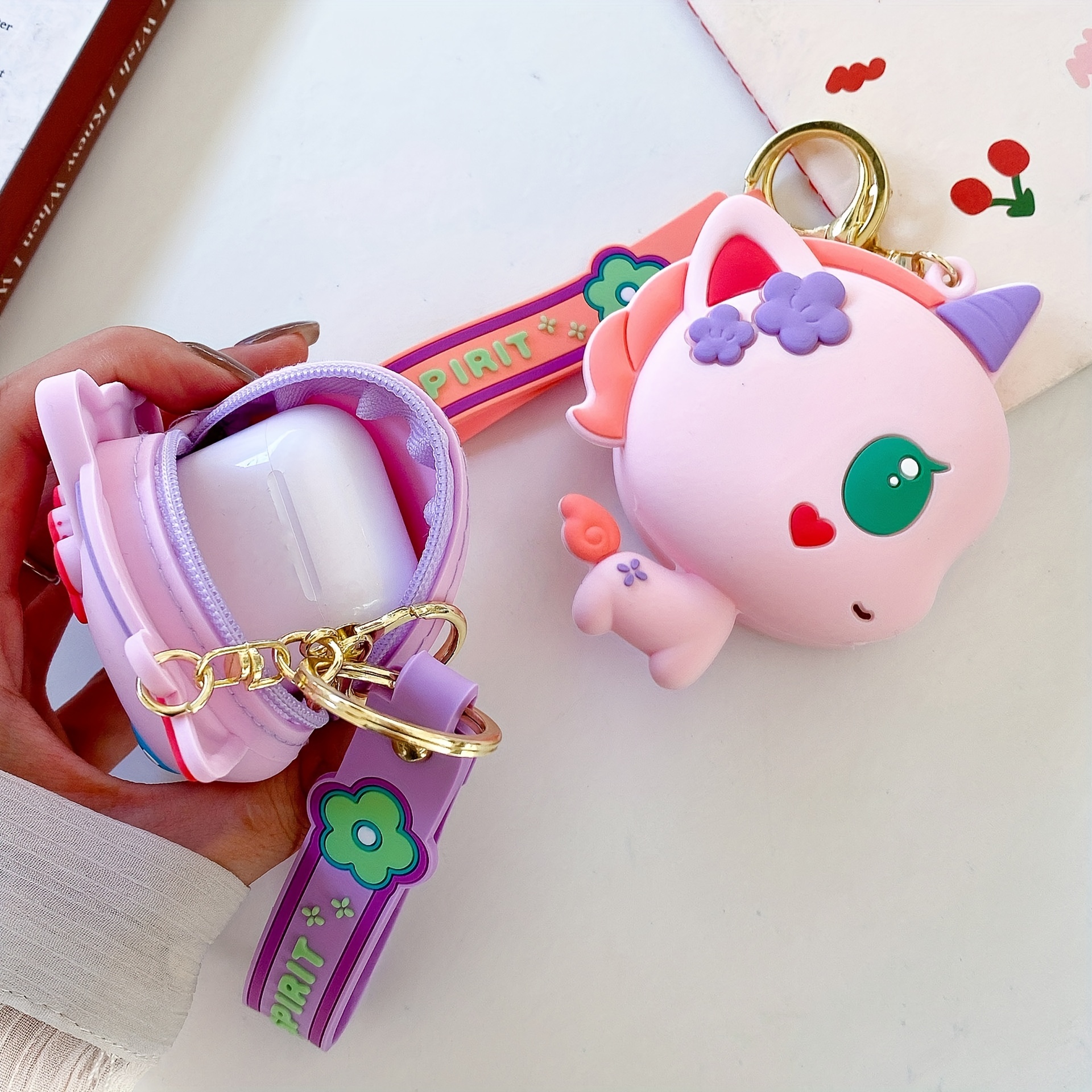 Cute Cartoon Unicorn Silicone Coin Purse Keychain Temu