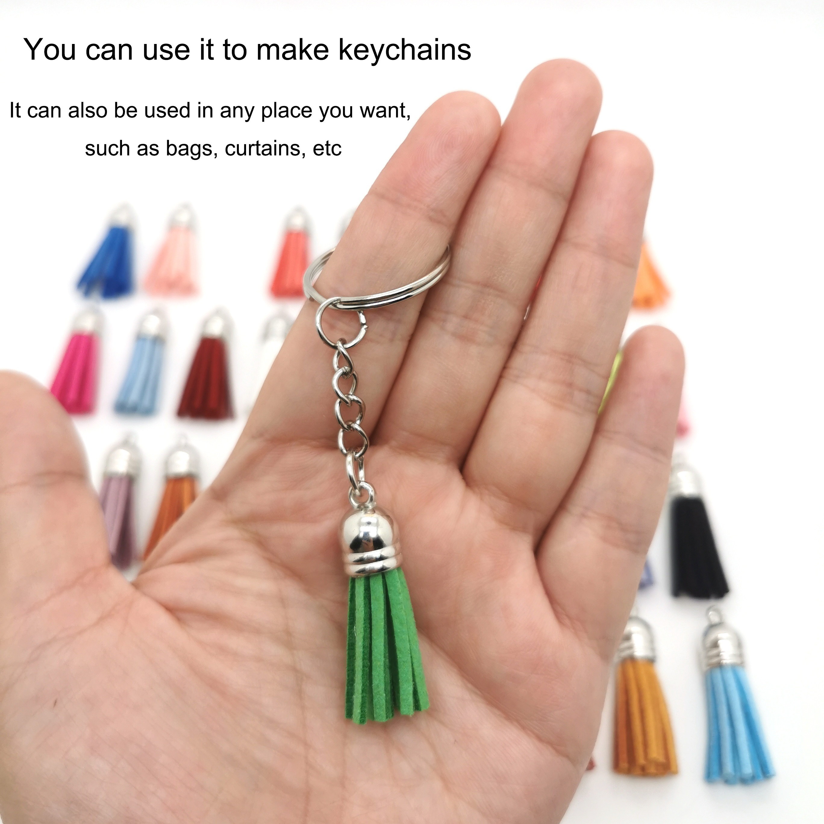 40 PCS Leather Tassels Keychain Bulk with Tassel Key Chain Rings Jump Rings  Blanks Mini Tassel Charms for Jewelry Making Crafts Supplies Blank