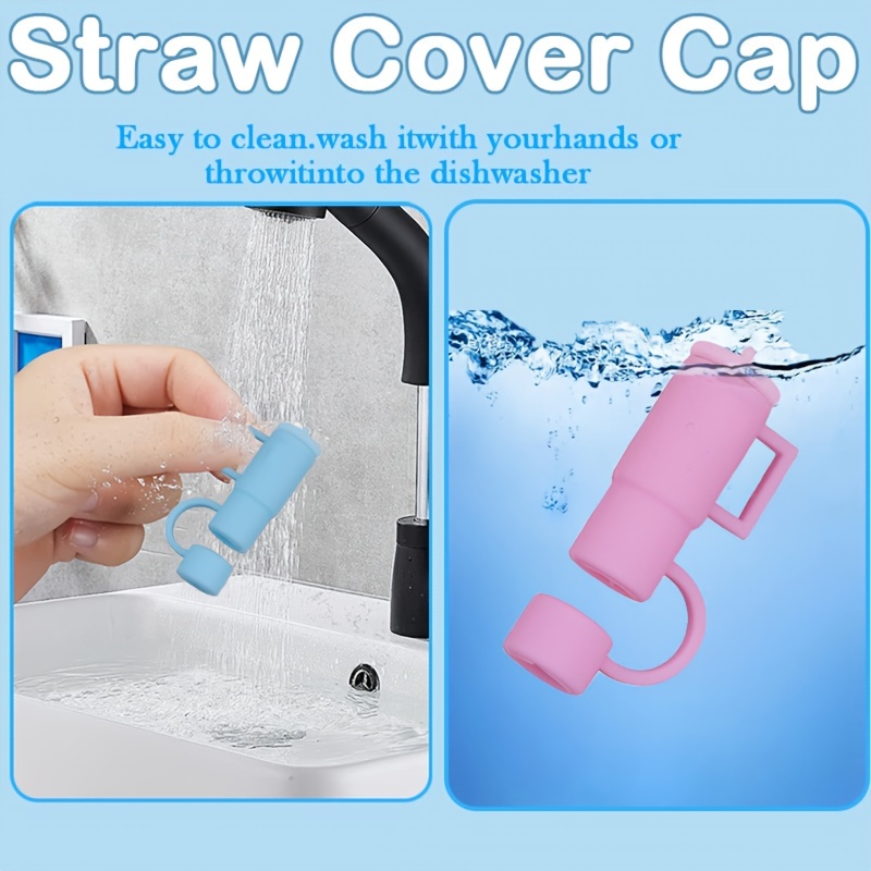 2pcs Straw Covers Cap, Food Grade Silicone Straw Toppers, Reusable