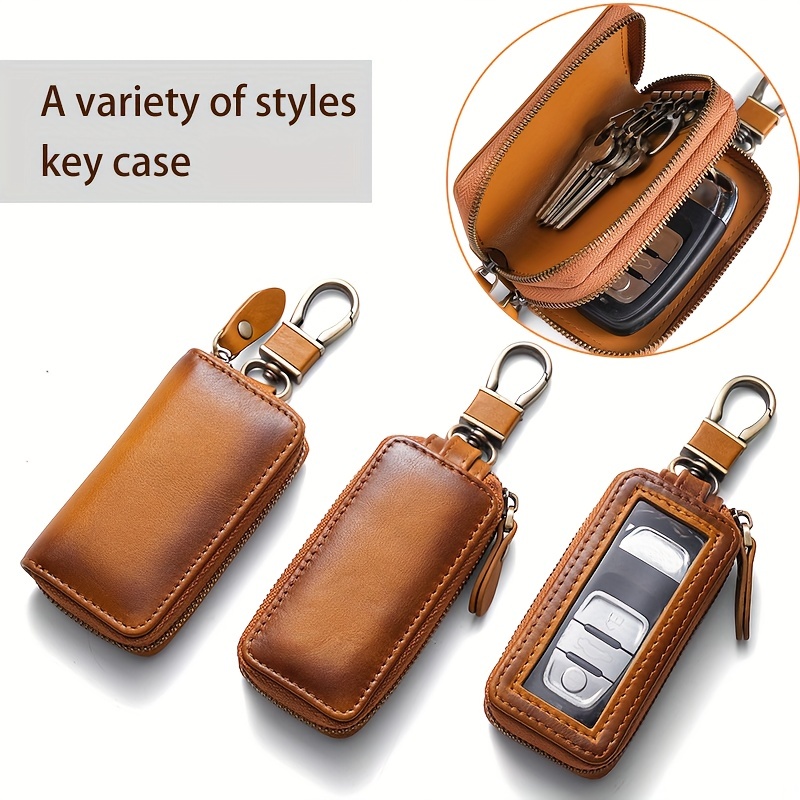 Fashion Leather Car Key Pouch Storage Case Wallet Holder Key Wallet Ring  Collector Housekeeper EDC Pocket Key Organizer Smart