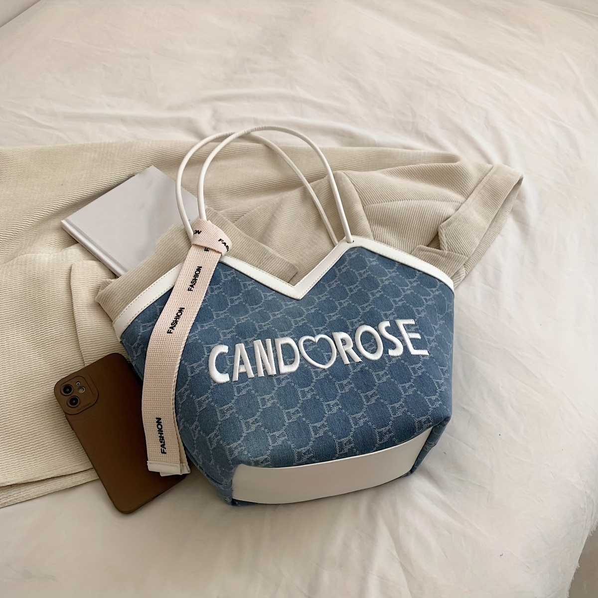 Letter Embroidered Shoulder Bag