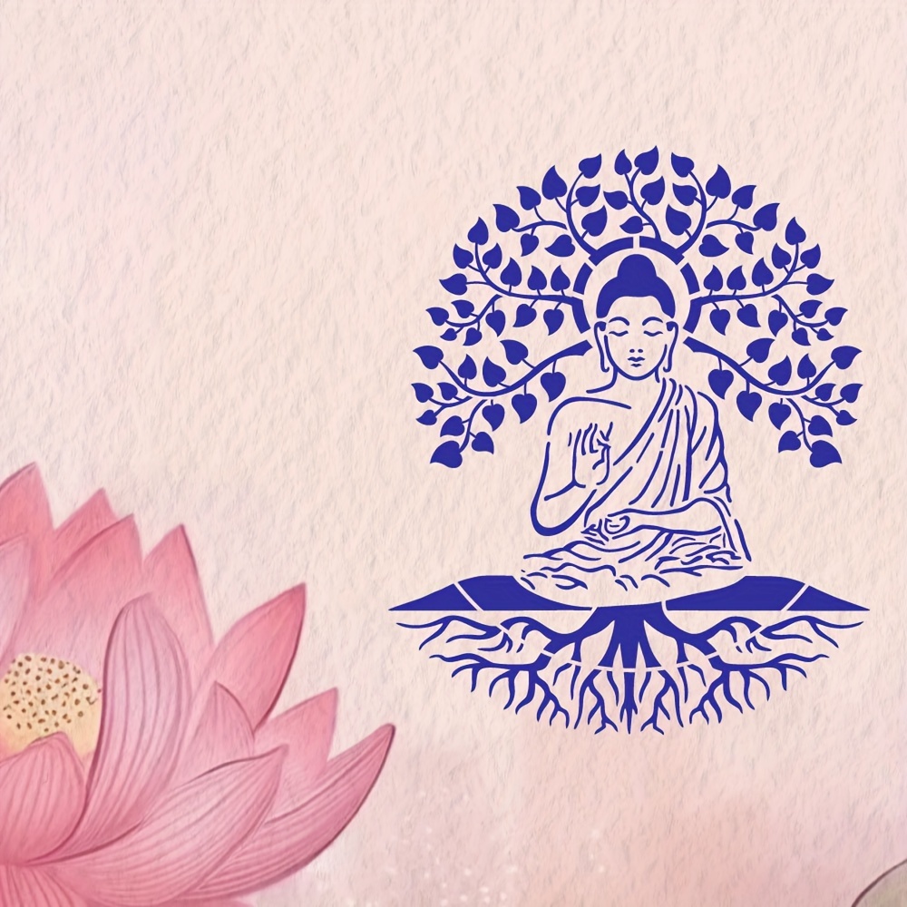 Buddha Lotus Clear Rubber Stamps Reusable Zen Meditate Mandala