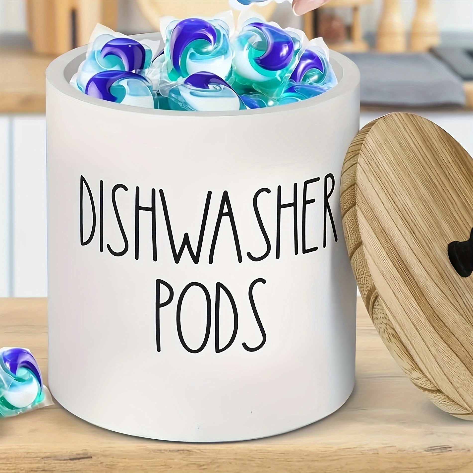  Farmhouse Dishwasher Pod Tablet Holder，Dishwasher Detergent Pod  Container with Lid，Metal Storage Container for Dishwasher in Kitchen for  Storage and Organization : Health & Household