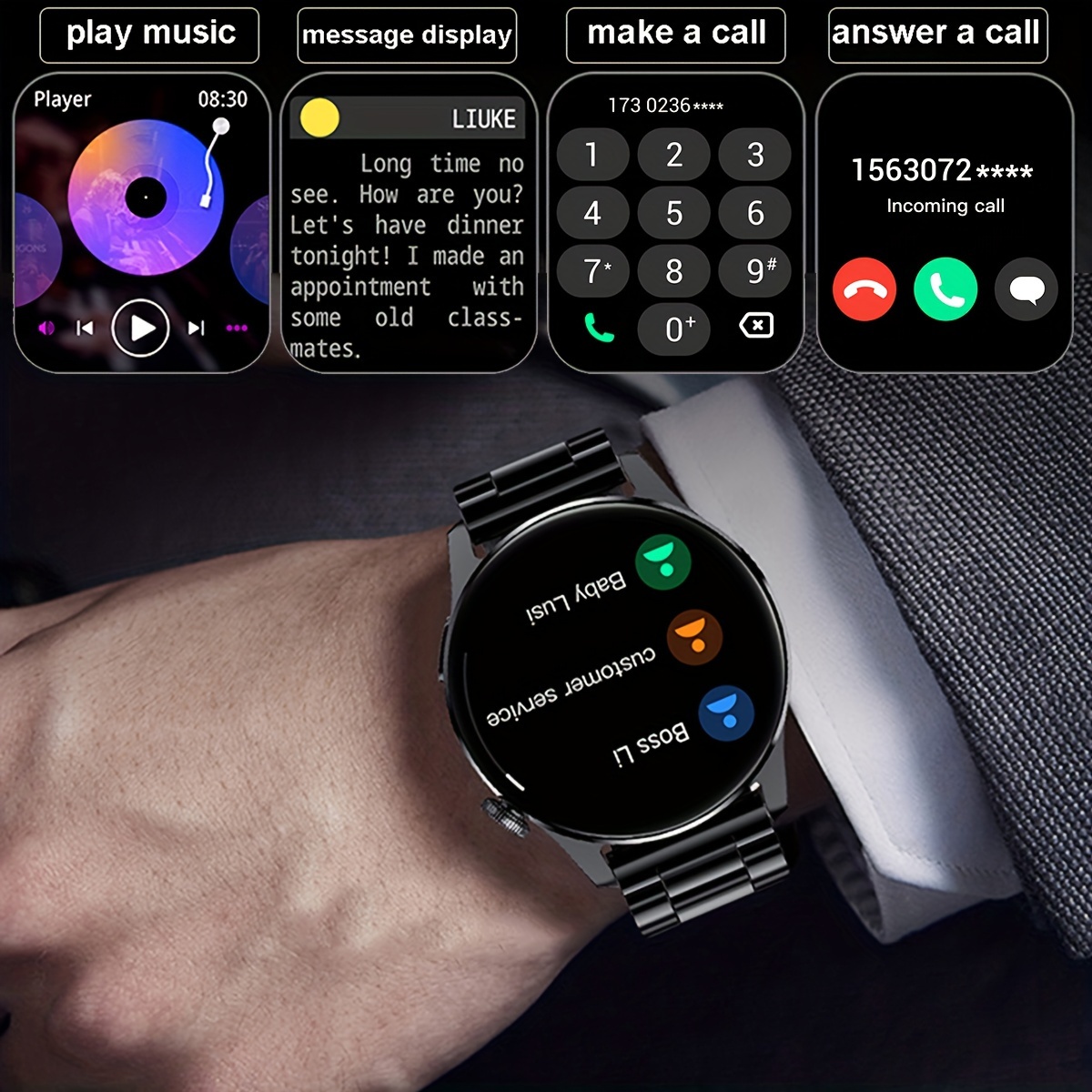 Reloj Inteligente Deportivo Para Hombres Con Llamada Inalámbrica, Recordatorio De Mensajes, Fondo De Pantalla Personalizado, Smartwatch Para Hombres
