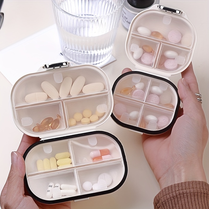 1pc Travel-sized Pill Organizer With 4 Compartments, Portable Mini Pill Box  For Medicine Storage