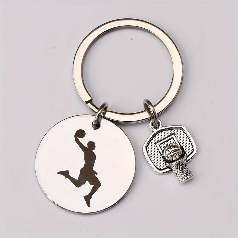 Portachiavi basket inciso personalizzato, gioielli sportivi, portachiavi  giocatore di basket regalo da papà a figlio, regalo