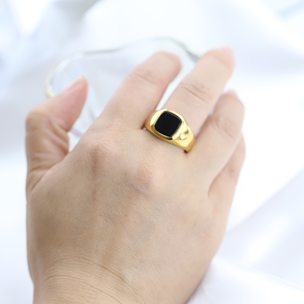Men's Round Square Ring, Non-Fading Design