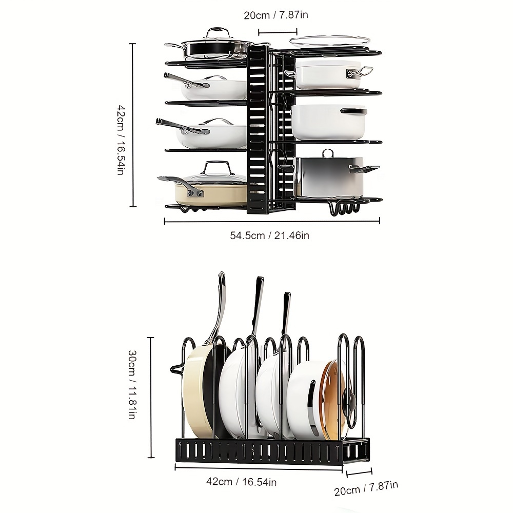 1pc Pot And Pan Organizer For Cabinet, Removable And Foldable 5-layer And  8-layer Storage Racks, Multi-layer Vertical Pot Cover Rack, Kitchen Storage  Rack, Wrought Iron Multifunctional Tabletop Pot Rack Storage Rack, Kitchen