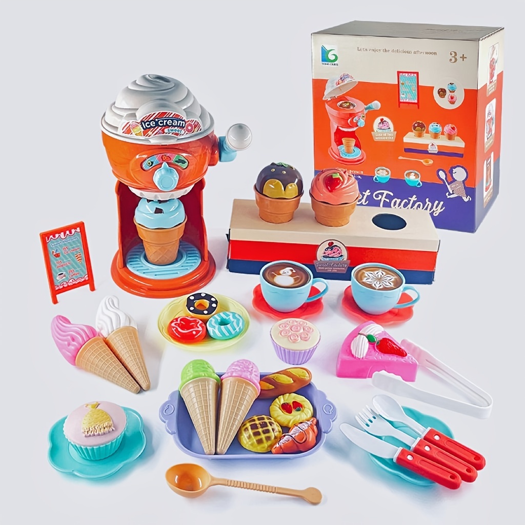 Pretend Play Ice Cream Maker Desserts Food Shop Set - Temu