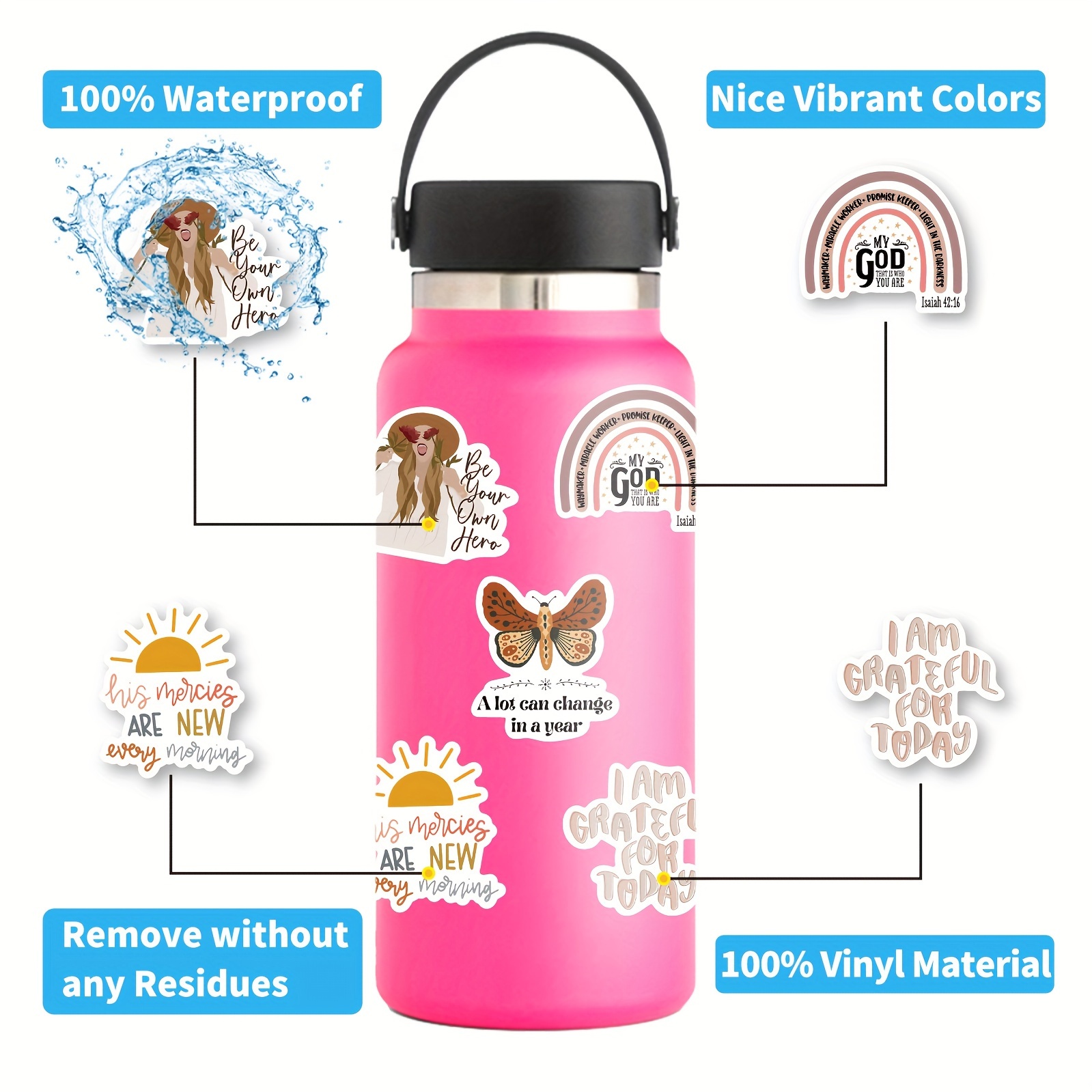 Water bottle with my own waterproof stickers!