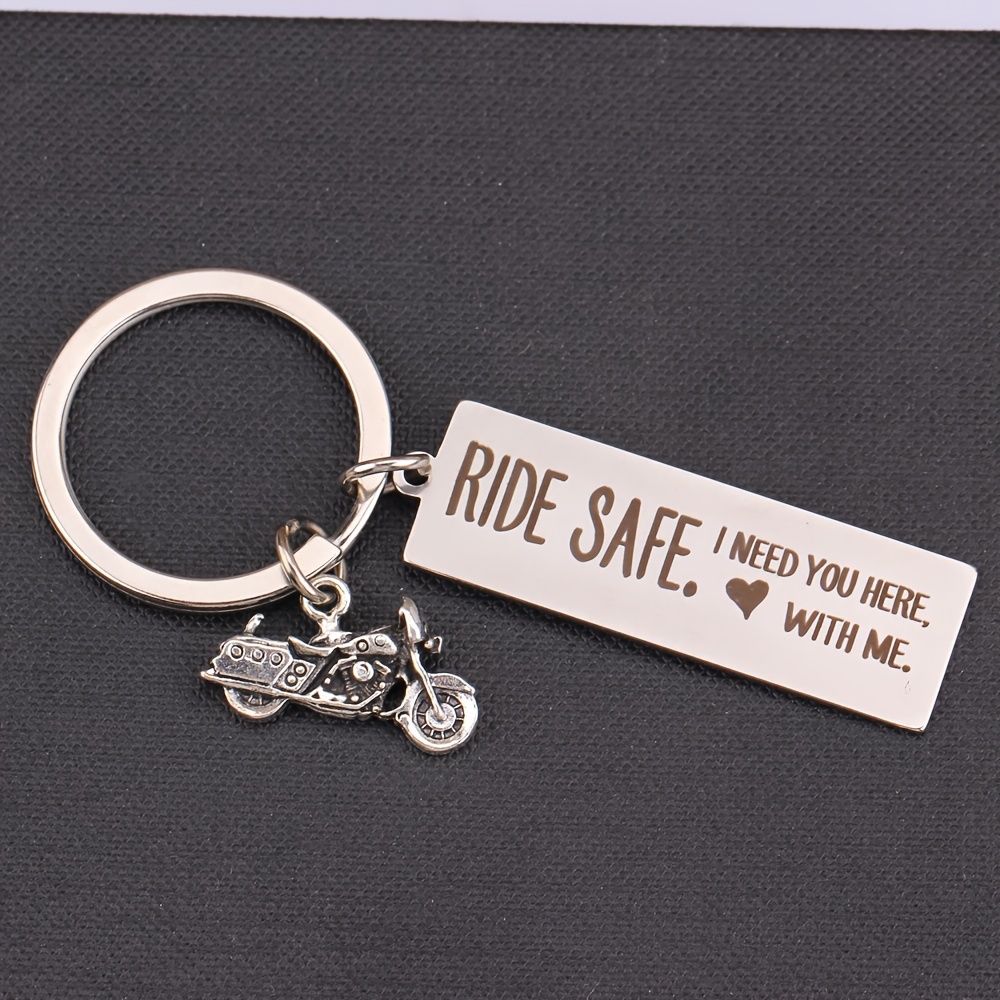 Llavero Dije Moto Grabado Ride Safe I Need You Here With , Regalo Novio,  Esposo, Regalo Día Padre, Mejores Ofertas Diarias Hoy