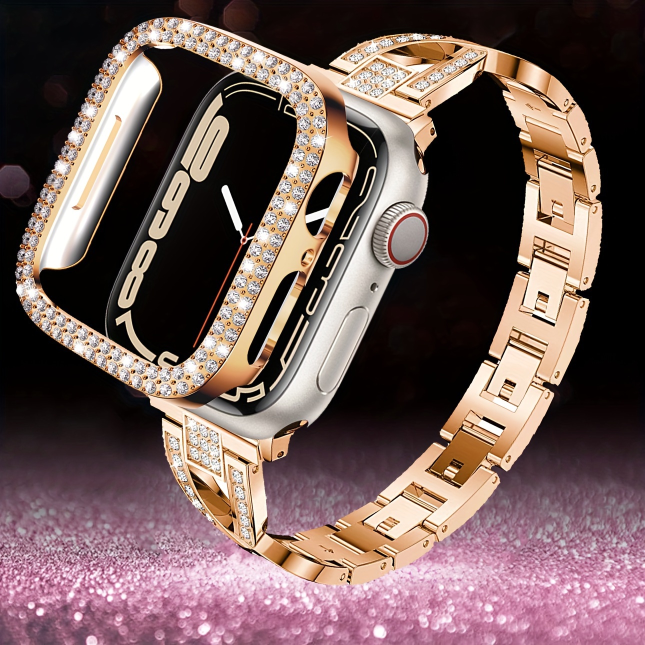 Bling Diamond Band iWatch Strap Case For Apple Watch Series 7 SE 6 5 4 3  41/45mm
