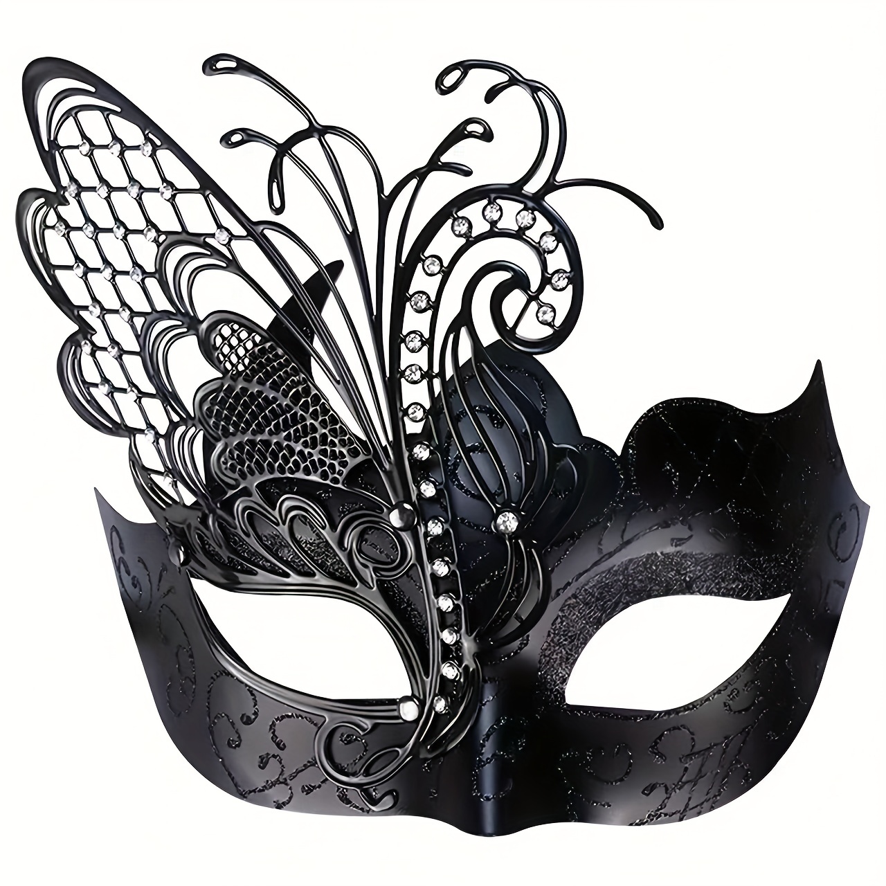 Masque Ajouré En Métal Strass, Demi-masque Noir Vintage, Masque Élégant  Pour Déguisement De Fête - Temu Canada