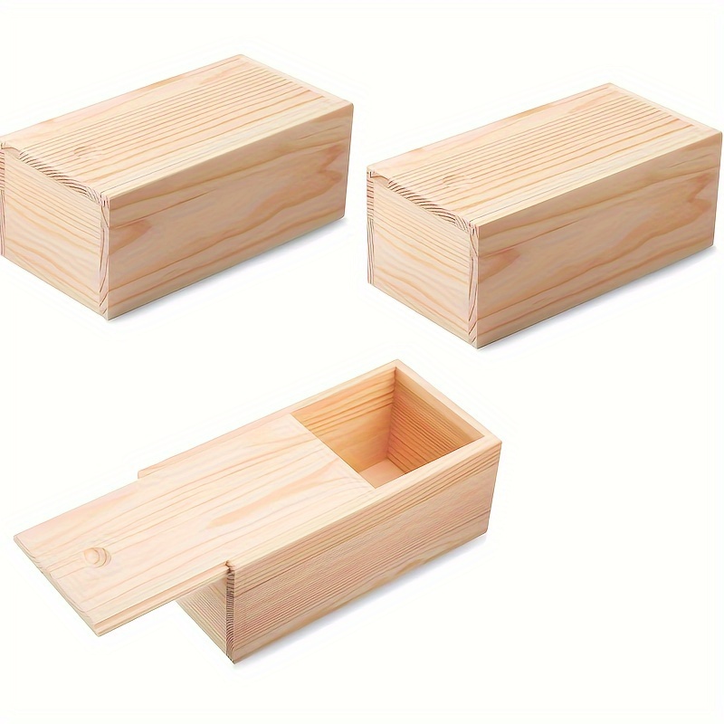 Caja de madera sin terminar de 36 piezas con 20 pinceles, caja pequeña de  madera con tapa con bisagras, caja de almacenamiento de madera para