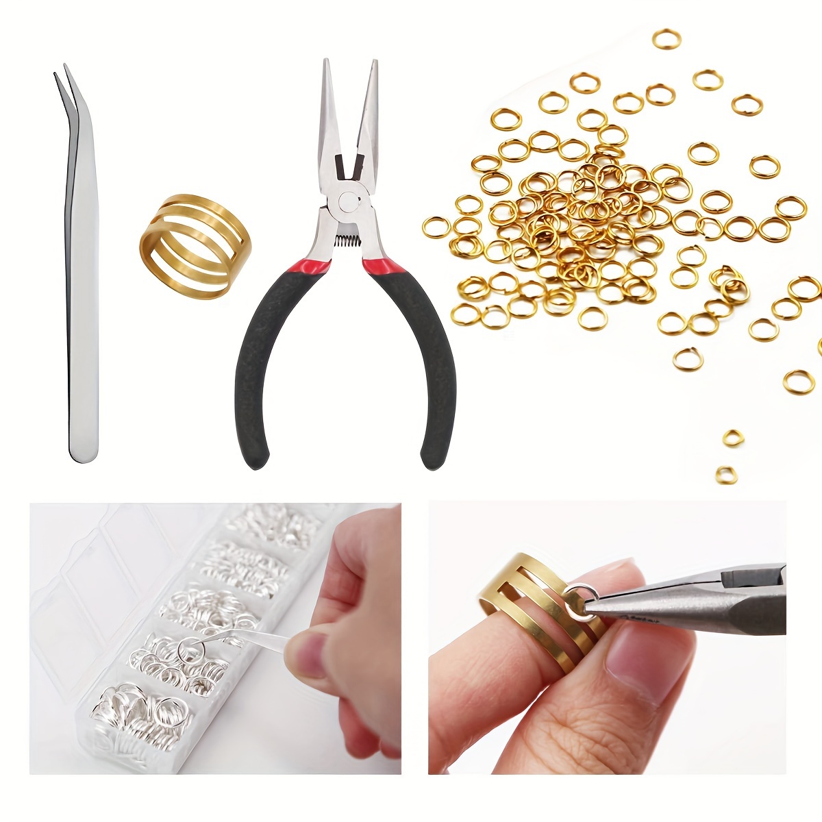 Jewelry Making Supplies Kit - Jewelry Repair Tool With Accessories Jewelry  Pliers(1 Set, Gold)