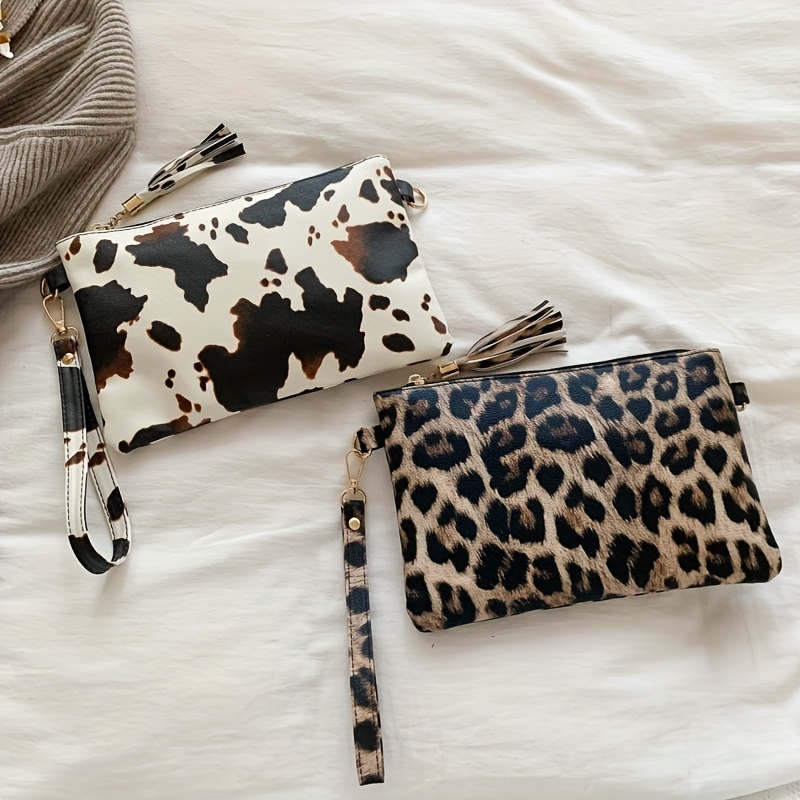 Cow print clutch store bag