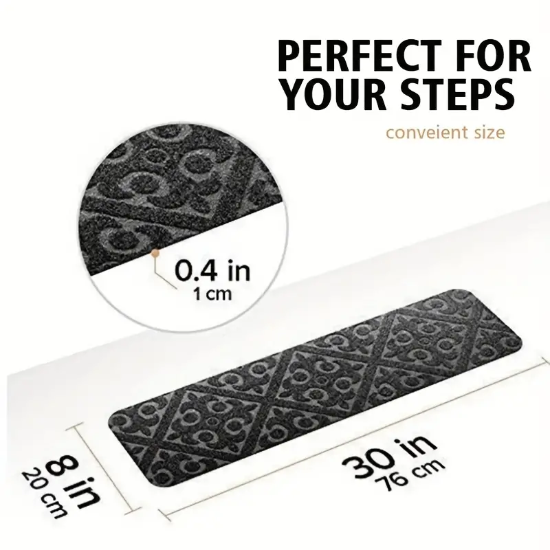 1pc non slip carpet stair treads non skid safety rug slip resistant indoor runner for kids elders and pets with reusable adhesive details 2