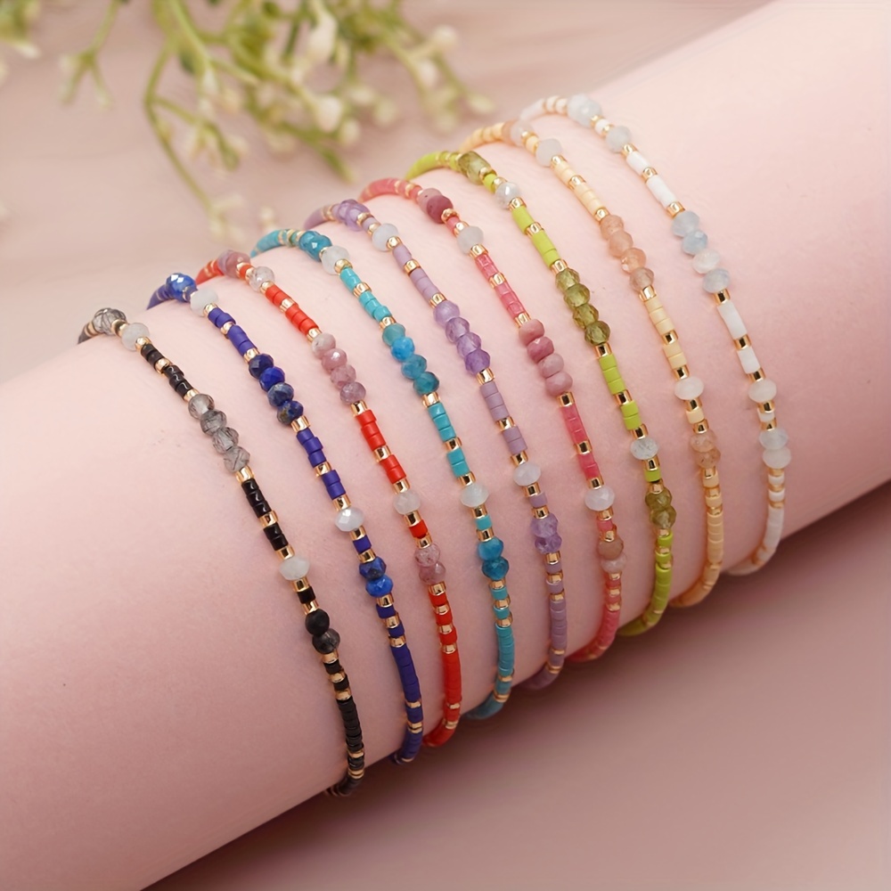 Tiny Beaded Bracelets, Adjustable String Bracelet, Seed Bead Bracelet,  Layering Bracelet, Friendship Bracelet, Minimalist Everyday Bracelet 