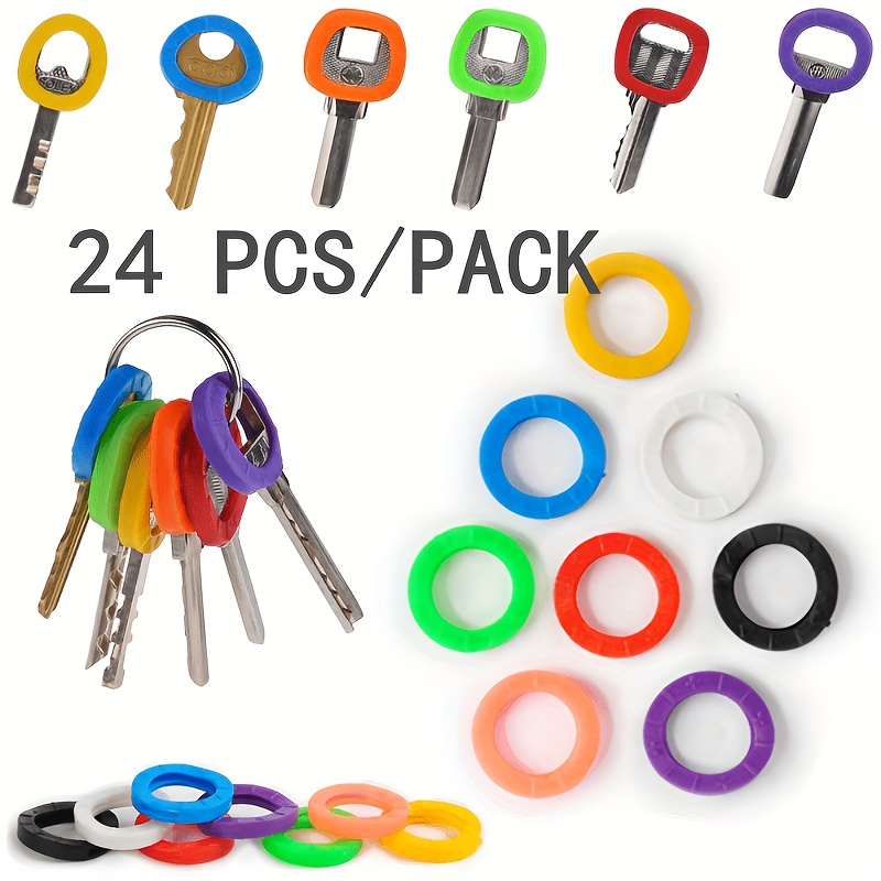 

24pcs Multi-colored Silicone Elastic Key Caps Set Flexible Key Covers Key Identifier Tag Covers For Easy Identifying Door Keyrings