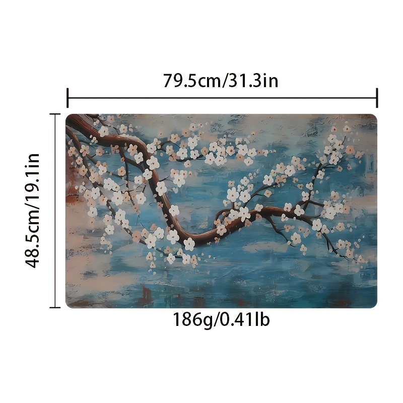 1pc Tapis De Cuisine De Branche De Pêcher De Peinture À L'huile