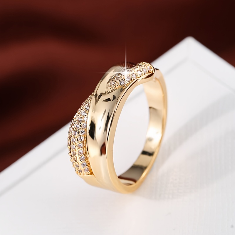 18K Plated Creative Cross Zirconia Ring For Women