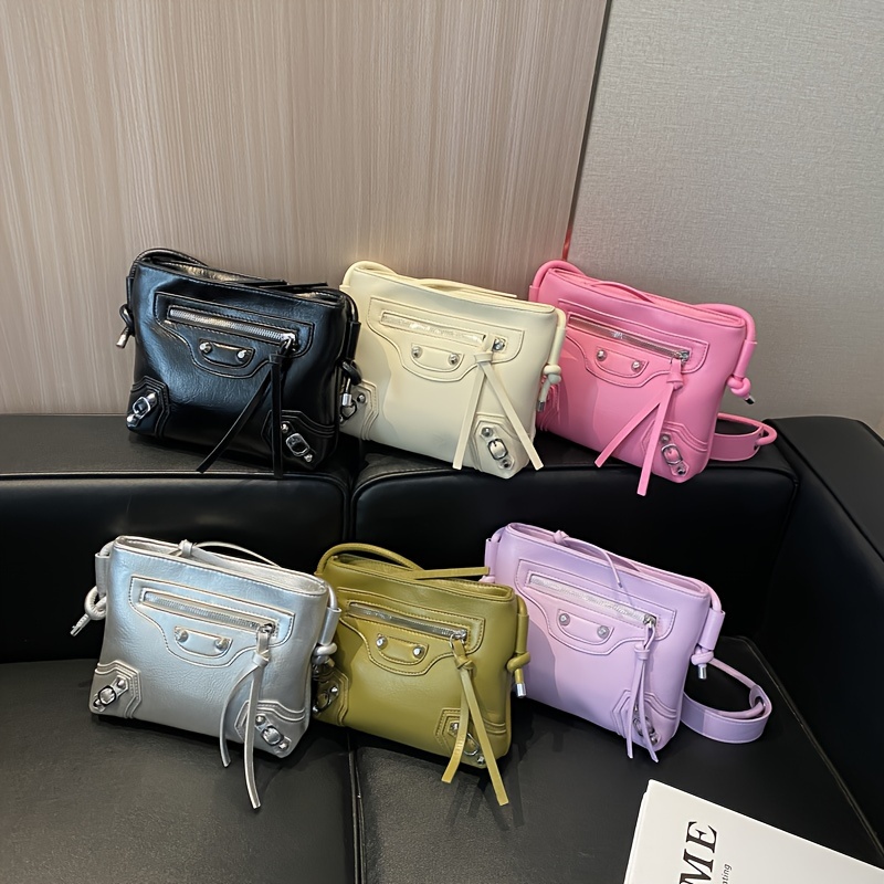 Cross Body Bag Purses for Women Shoulder Bag with Rhinestons Fashion Rivet Punk Bag Y2K Bag