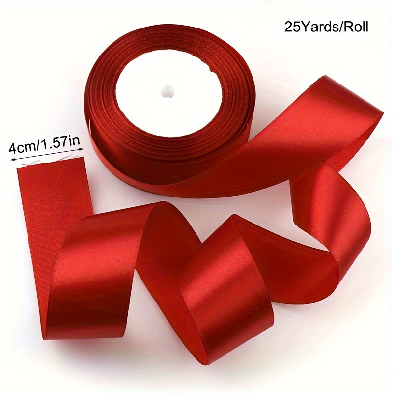  Red Satin Ribbon 1 inch x 25 Yards, Solid Color Fabric Ribbon  for Gift Wrapping, Hair Bows Making, Floral Bouquets, Wreaths, Wedding  Party Decoration, DIY Sewing Projects, and Handmade Trims
