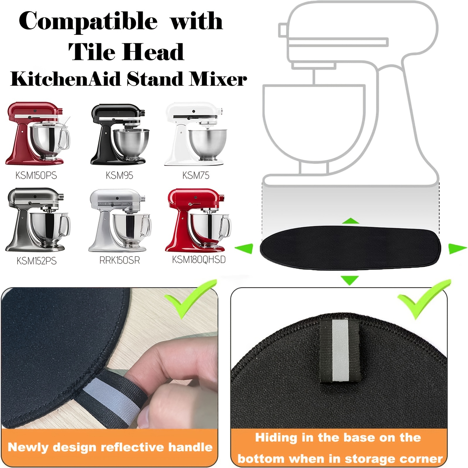 Sliding Mat For Kitchenaid Mixer, Mover Slider Mat Pad For 5-8 Qt Bowl Lift  Stand Mixer, Kitchen Appliance Slider Mat Compatible With Kitchen Aid 4.5-5  Qt Tilt-head Stand Mixer Kitchen Mixer Mat 