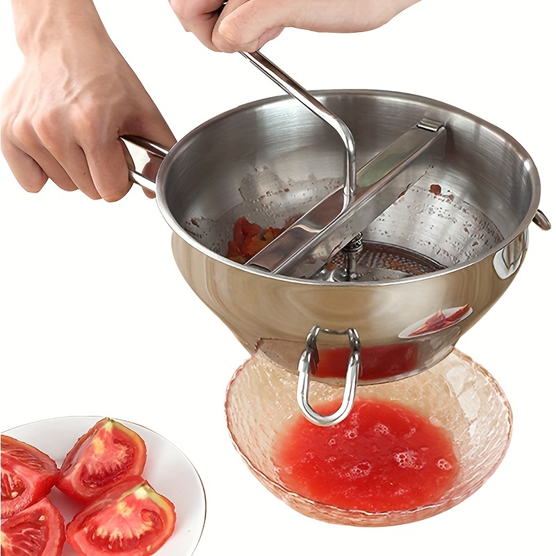 Ergonomic Food Mill Stainless Steel With 3 Grinding Discs, Milling Handle &  Bowl - Rotary Food Mill for Tomato Sauce, Applesauce, Puree, Mashed