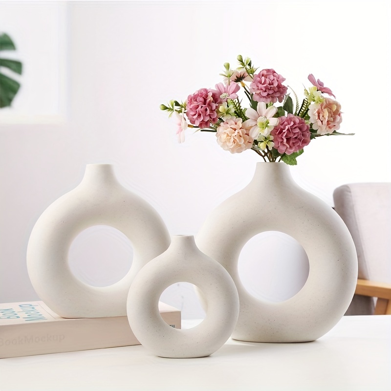 Jarrón blanco para decoración del hogar, florero moderno y único de  cerámica, bonito jarrón bohemio para mesa, dormitorio, sala de estar,  estantería